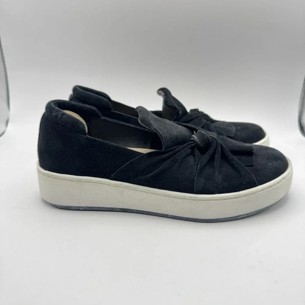 DONALD J. PLINER CELET RUCHING BLACK SUEDE SNEAKERS SHOES WOMENS SZ 7.5M